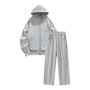 VWL秋冬新款男女同款加绒卫衣卫裤宽松美式外套logo刺绣拉链套装