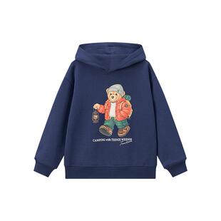 TeenieWeenie Kids童装秋冬季男女童加绒油画小熊印花连帽卫衣