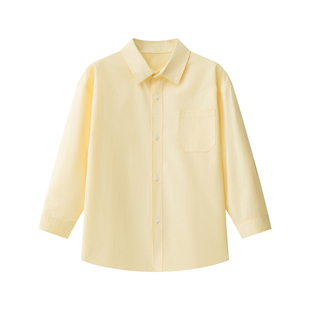 虾酱麻麻男童长袖衬衫春装2026新款男孩上衣洋气白色儿童纯棉衬衣