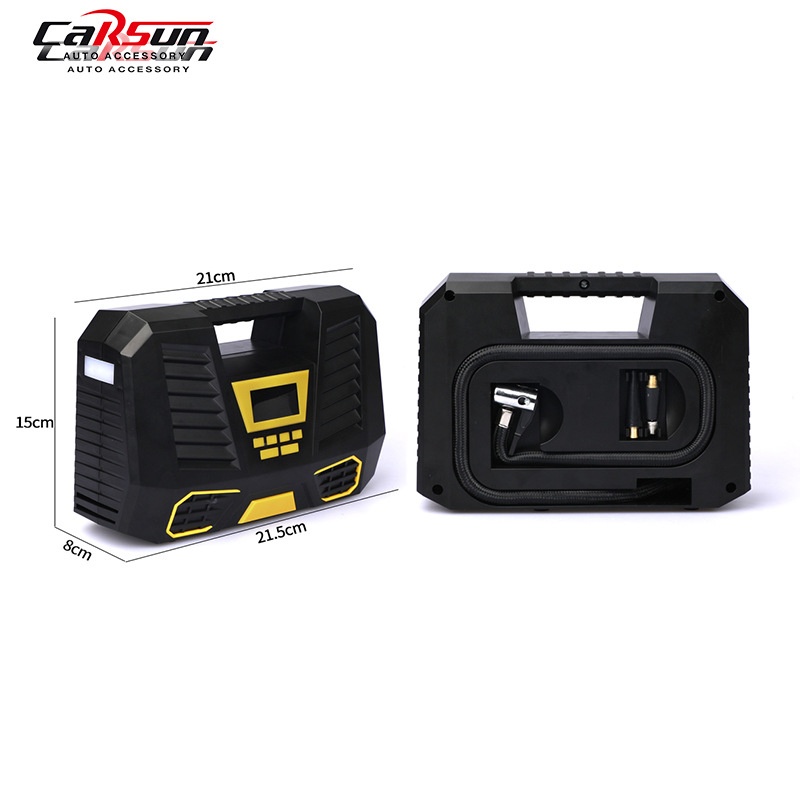 便捷式电动车汽车充气泵数显无线可打照明充气泵车载轮胎气泵12V