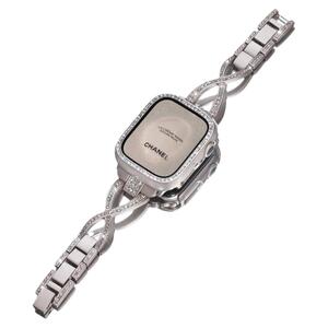 适用applewatch星光水钻金属表带