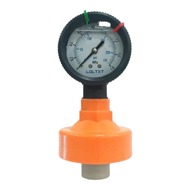 UPVC/PVDF塑料隔膜压力表786全塑表头膜片耐酸碱10kg1.6MPA水处理