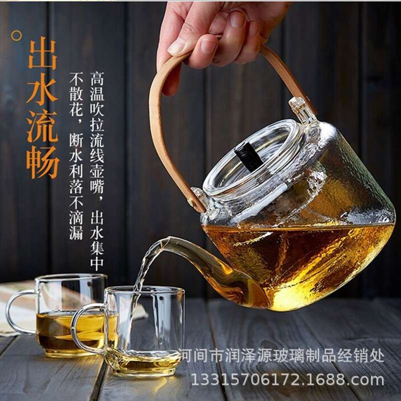 加厚玻璃煮茶壶家用大容量陶高硅烧硼蒸汽茶壶蒸炉提梁电茶壶茶壶