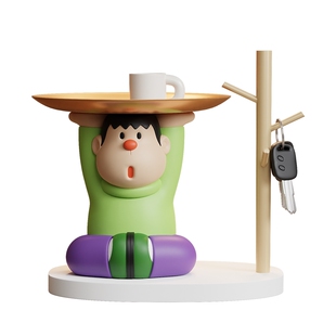 胖虎入户玄关钥匙收纳摆件高级感小众托盘置物架客厅电视柜装饰品