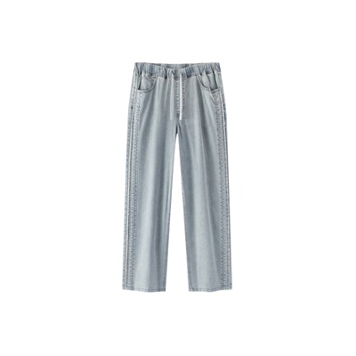 森马慵懒宽松阔腿森柔牛仔长裤男