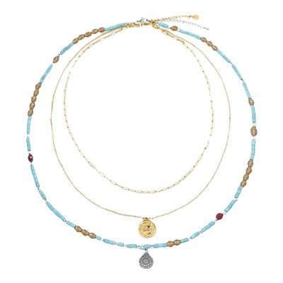 AWE周雨彤同款三层叠戴硬币项链