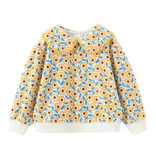 moimoln小云朵童装冬季女童翻领卫衣儿童洋气上衣宝宝打底衫