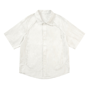 ALLIN 潮牌翻领短袖衬衫休闲短裤两件套男夏季美式高级感轻奢套装