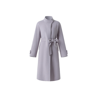 OBEG欧碧倩2025冬羊毛双面呢紫色大衣羊绒中长款毛呢外套50504551