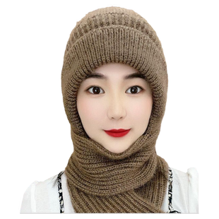 2026年新款帽子围巾一体女冬季毛线帽加绒加厚针织网红爆款风雪帽
