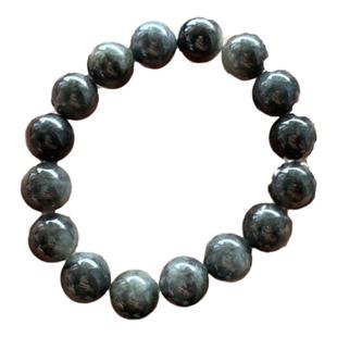 缅甸翡翠手串天然A货黑色乌鸡手串卡13.5mm翡翠圆珠手链一物一证