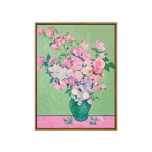 高级感花卉数字油画diy填充填色手工绘玫瑰百合丙烯油彩画装饰画