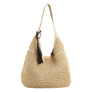 慵懒松弛感包包2025新款夏季海边度假草编包单肩大容量编织沙滩包