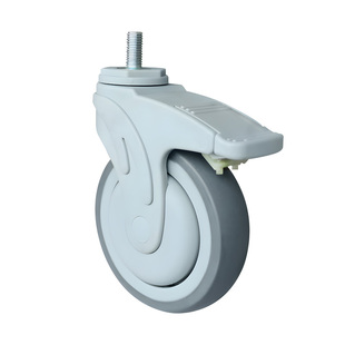 3寸4寸5寸医疗脚轮丝杆插杆超静音刹车橡胶轮医用万向推车轮子