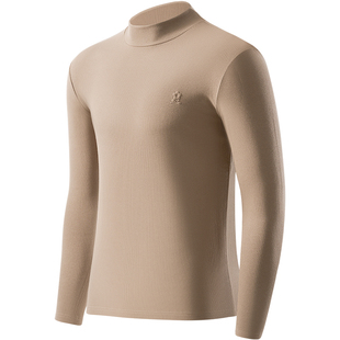 梦特娇羊绒蚕丝德绒半高领打底衫男士加绒保暖内衣上衣单件秋衣冬