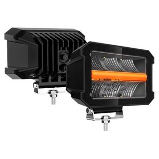 越野车LED射灯12v汽车外置大灯A柱超强探照黄光雾灯24伏通用尾灯