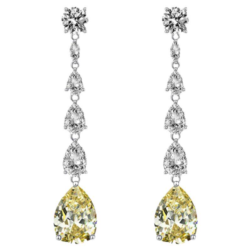 水滴梨形耳坠黄钻甜美长款
