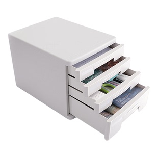 得力桌面A4文件柜资料分类整理箱收纳盒收纳柜塑料抽屉式收纳盒