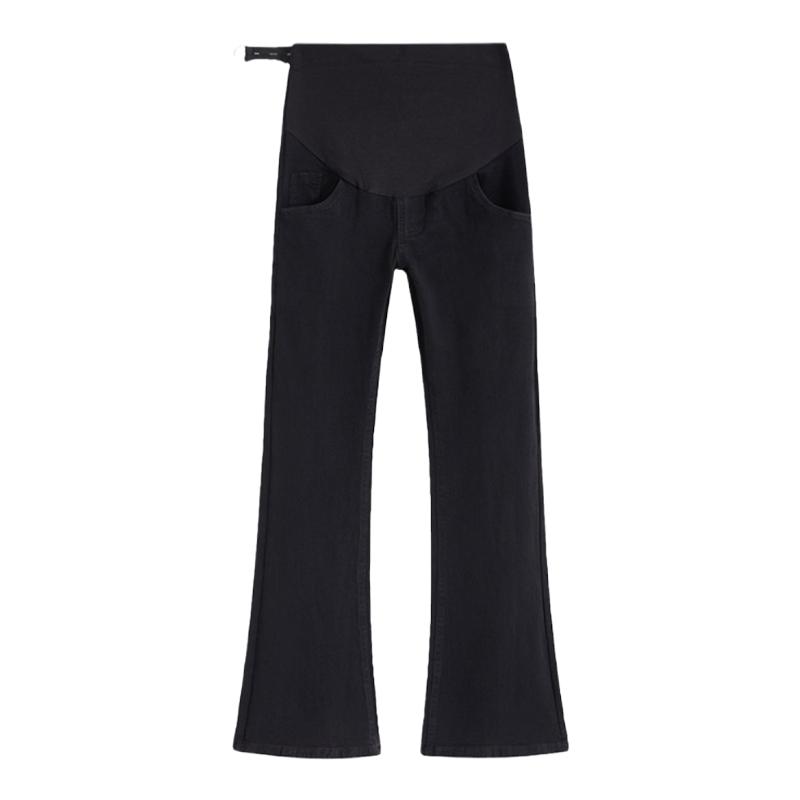 孕妇喇叭牛仔裤子外穿秋冬季加绒2025新款不勒肚子托腹孕期打底裤