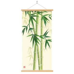 竹报平安竹子挂画工笔画风水入户玄关画奶油风客厅装饰画餐厅壁画