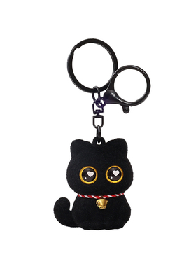 可爱植绒小黑猫公仔钥匙扣