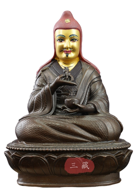 藏传密宗纯铜古色大乐莲师小佛像10cm家用西藏供奉随身铜像铜摆件