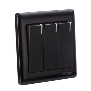 汉顿黑色欧式跳板开关一开五孔双控个性开关插座面板86型