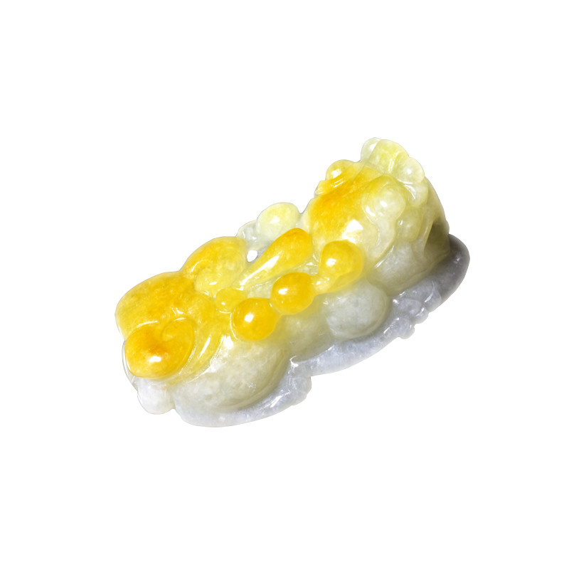 A货黄翡貔貅吊坠男女款带证书