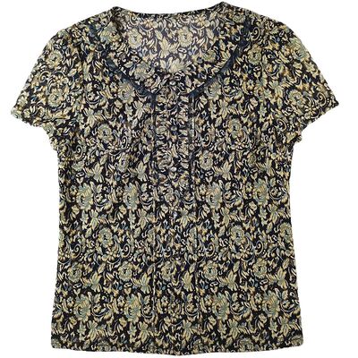 雪琳儿专柜正品洋气中年女、夏装台湾纱短袖T恤时尚气质妈妈衬衫