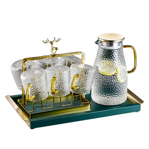 轻奢高颜值玻璃杯耐高温家用喝水杯茶杯客厅待客杯子水壶家庭套装