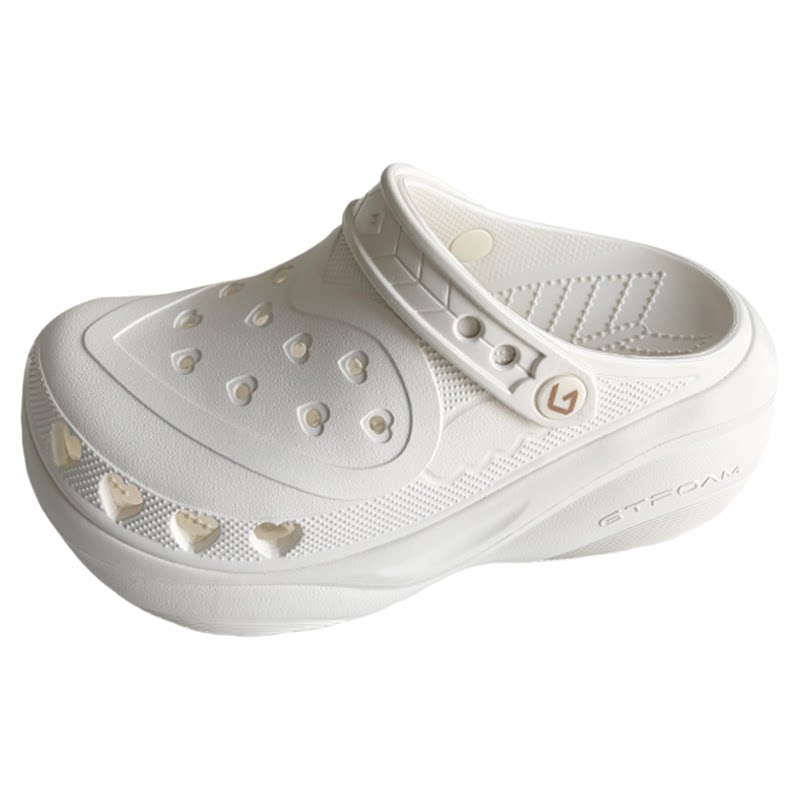 GOTO桃心洞洞鞋女明星同款厚底增高凉拖鞋EVA防滑沙滩鞋子可外穿