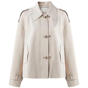 秋水伊人短款风衣外套女小个子2026春季新款高级宽松卡其色上衣