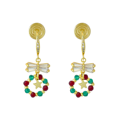 青芥新年圣诞耳夹耳环