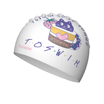 【游泳课推荐】TOSWIM2025新款儿童泳帽女童训练专用护耳硅胶泳帽
