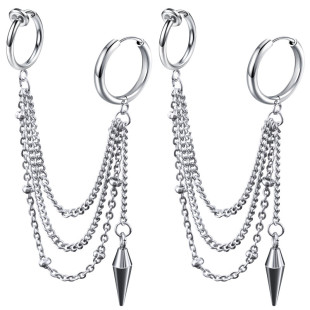 链条耳骨夹耳环一体式男耳坠双耳洞耳钉无耳洞嘻哈韩国耳扣不掉色