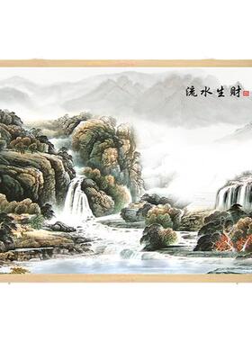 山水茶室一件定制挂画免打孔国风