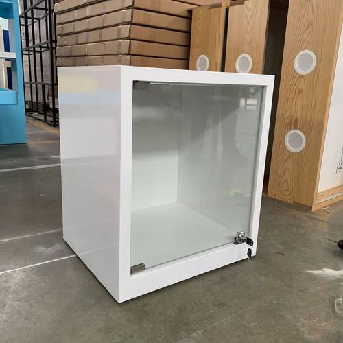 展示柜厂家定制带锁透明推拉门透明玻璃柜白色木质烤漆橱窗展示柜