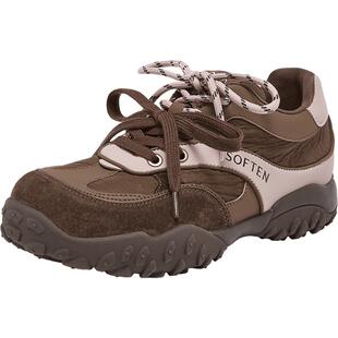 百思图2026春季商场新款真皮厚底德训鞋运动鞋女休闲鞋A3601AM6