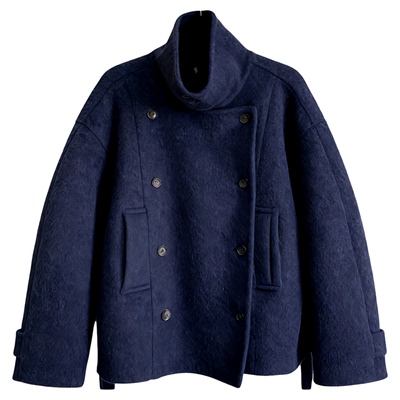 秒发！金敏喜同款羊毛大衣韩国25秋冬翻领系带短款双排扣呢外套女