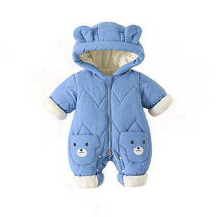 婴儿冬装连体衣宝宝羽绒棉服秋冬加厚加绒保暖爬服新生儿外出抱衣