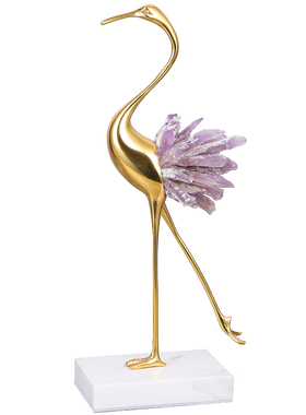 新中式风黄铜老虎玄关水晶球摆件