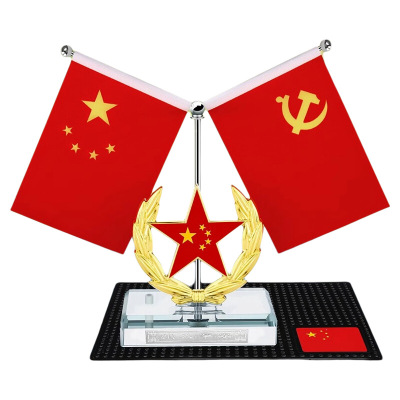爱国高档车载红旗摆件
