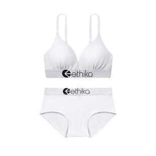 Ethika送女友【经典黑白】女士文胸套装莫代尔保暖三角杯内衣套装
