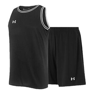 安德玛儿童篮球服套装男童速干运动短裤背心女童中大童短袖两件套