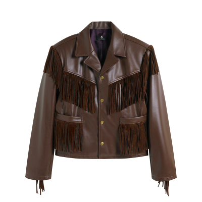 公共电波美式西部复古流苏皮衣