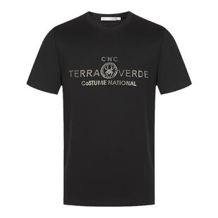 CNC男装奥莱outlets春夏新款多色针织品牌字母烫钻图案短袖T恤