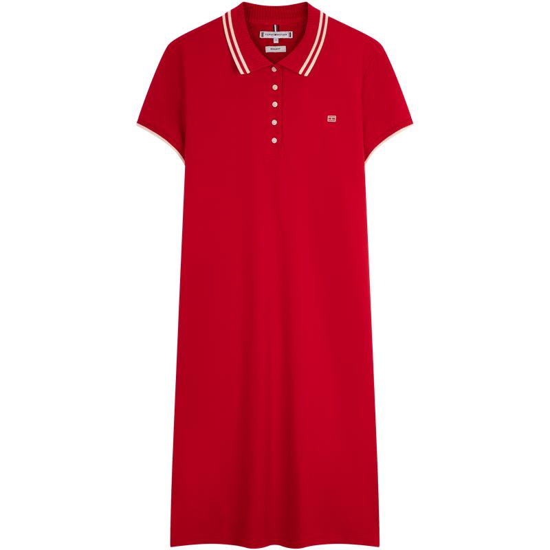 Tommy女装五粒扣镶边POLO连衣裙
