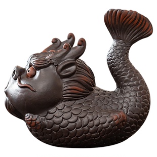 紫砂茶宠泡泡鱼日眼龙摆件精品可养个性茶玩茶盘茶桌趣味装饰摆设