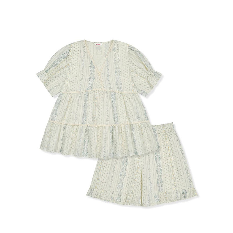 Ullala纯棉碎花女夏薄款家居套装