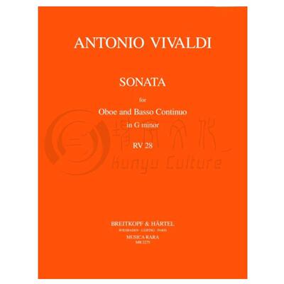 维瓦尔第 G小调奏鸣曲RV 28 双簧管和低音通奏 大熊原版乐谱书 Vivaldi Sonata in g moll Oboe and Basso Continuo MR 2275